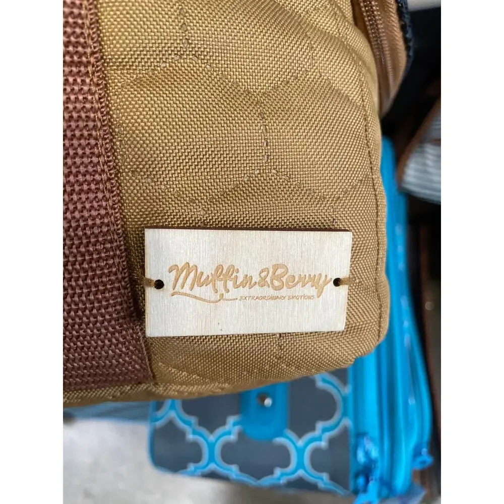 Muffin & Berry Quilted Pet Carrier Bag Tan Canvas Small Dog Cat Travel Tote